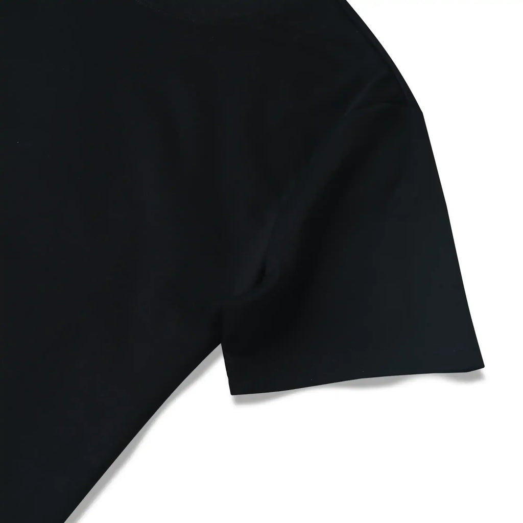 100% Pima Cotton Black Short Sleeve Crew Neck T-shirt Solid Color Basic