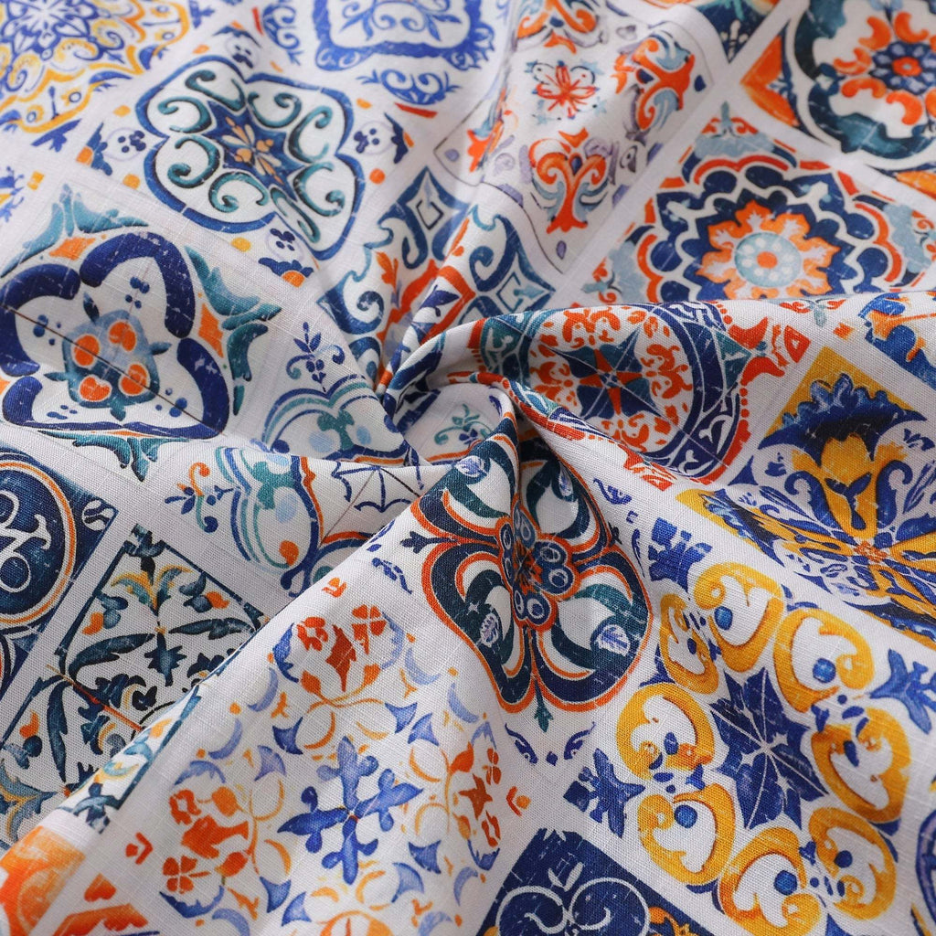 Sicilian Shirt Summer Hawaiian Shirt For Men Colorful Button-down Short Sleeve 100% Cotton Vintage Shirt Mediterranean Passion