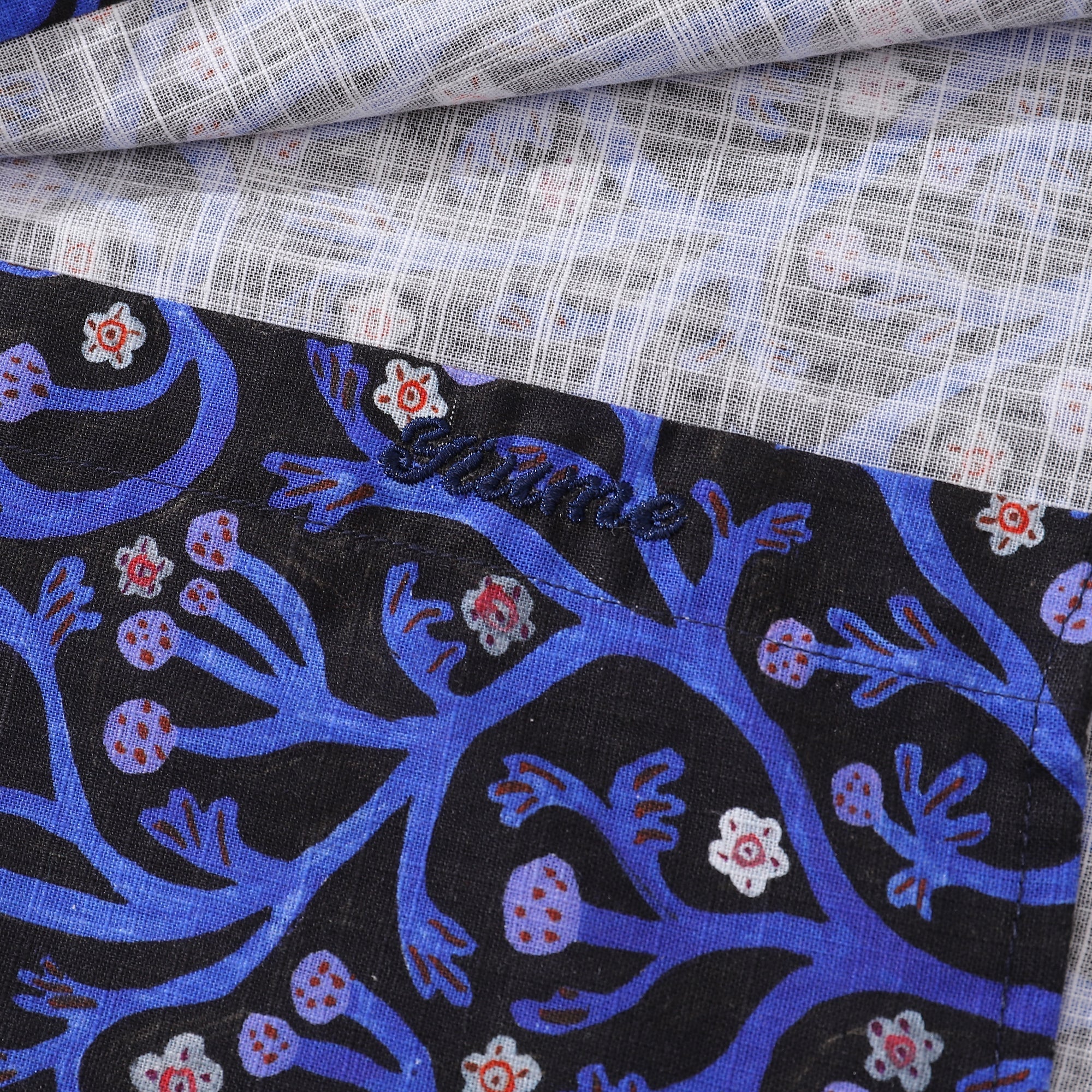 Men's Long Sleeve Hawaiian Shirt Midnight Garden Cotton Button-down Aloha Shirt Midnight Garden By Monika Forsberg