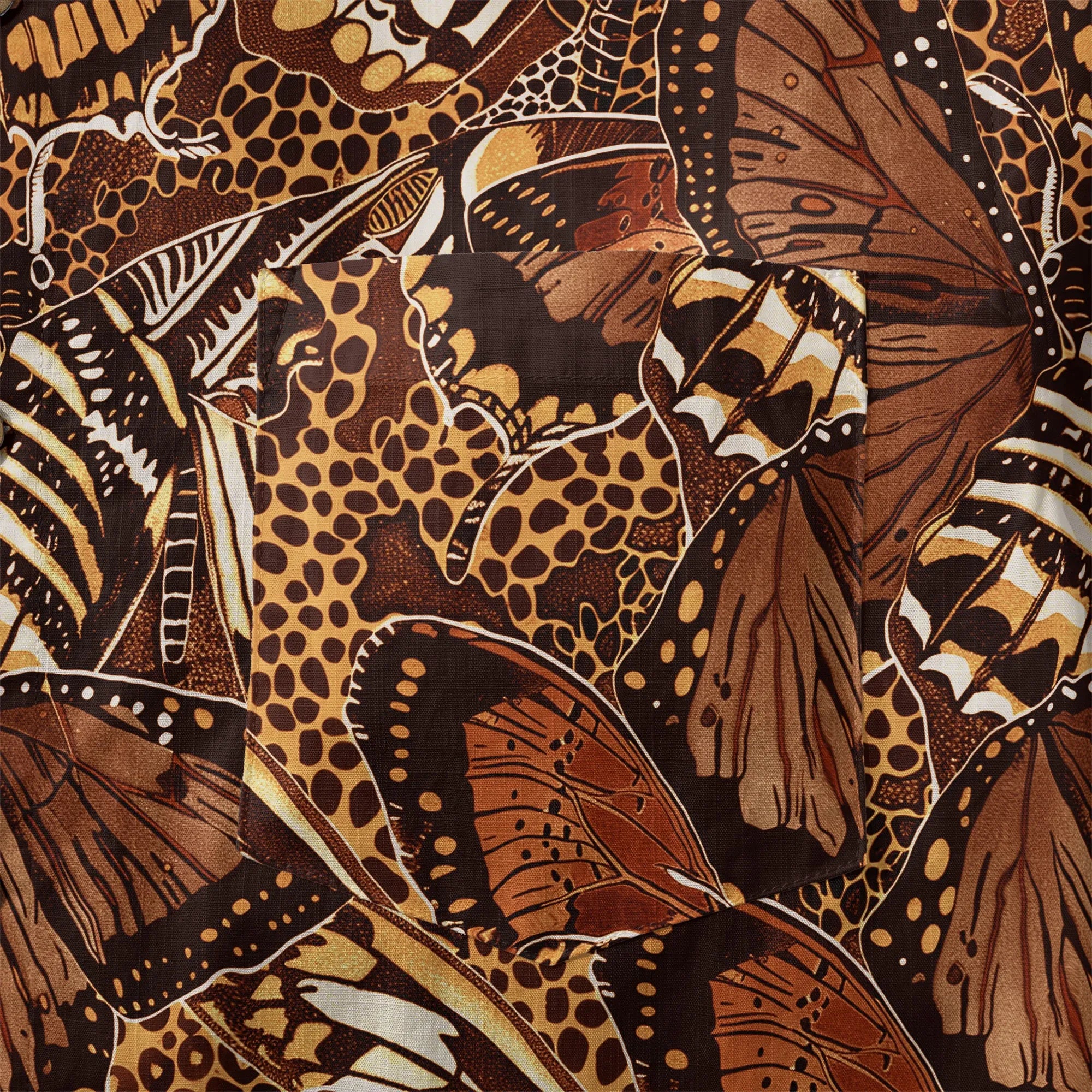 LeosWare® Men's Hawaiian Shirt Short Sleeve Button-up 100% Cotton Brown Aloha Butterfly Haven