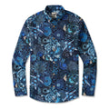 Men's Hawaiian Shirt Long Sleeve Button-down 100% Cotton Blue Aloha Reef Rules