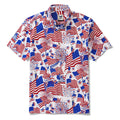 Men's Hawaiian Shirt Short Sleeve Button-down 100% Cotton Blue Aloha American Celebration