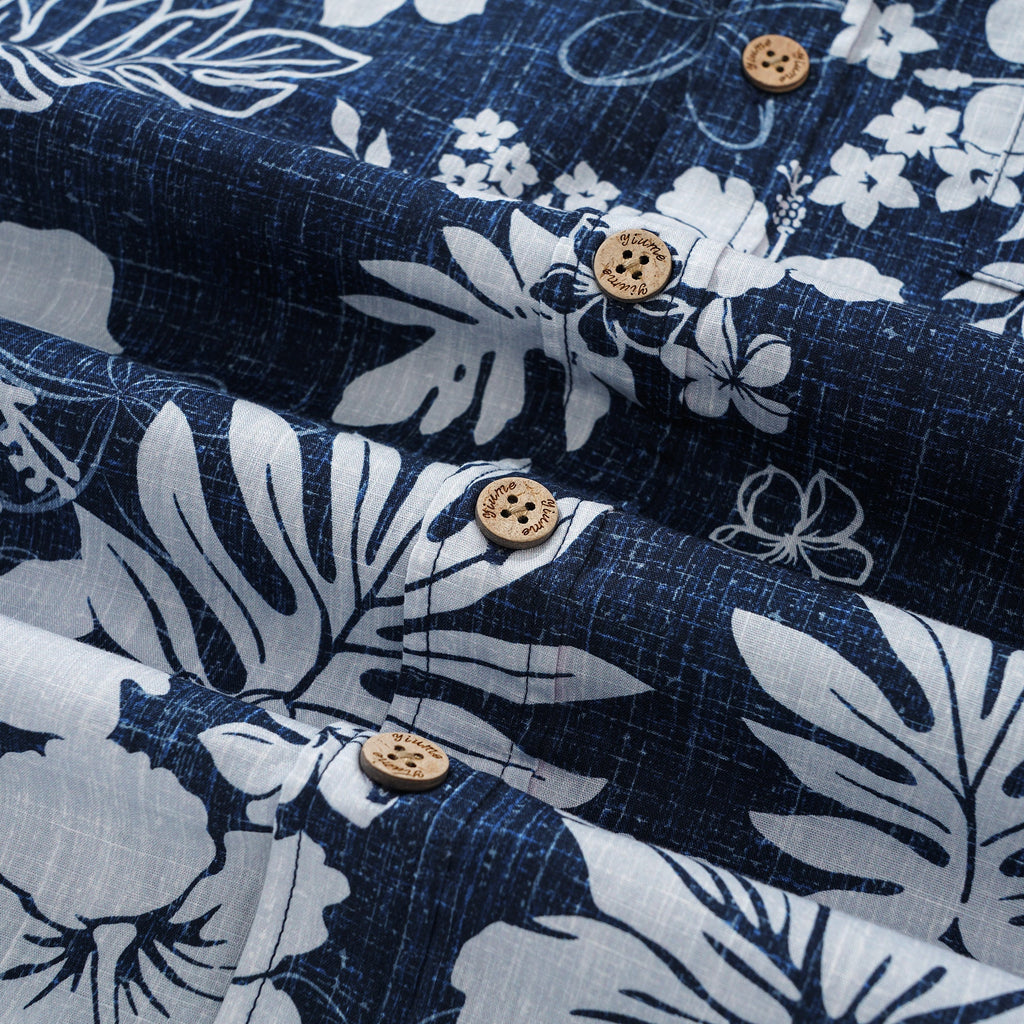 Men's Blue Tropical Hawaiian Shirt Button-down Aloha Shirt No Iron Shirt