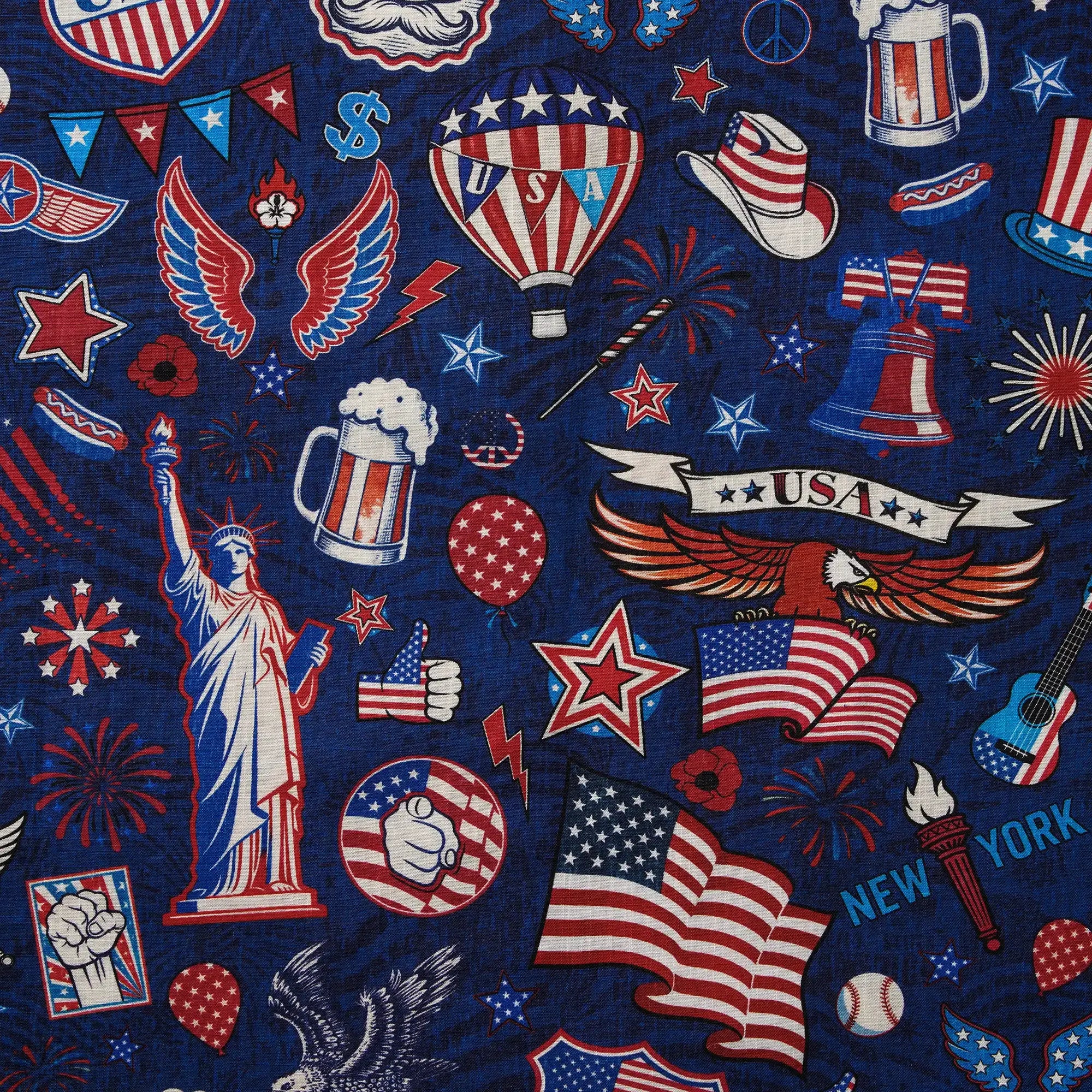 Men's Hawaiian Shirt Short Sleeve Button-down 100% Cotton Blue Aloha Liberty’s Patriot Canvas