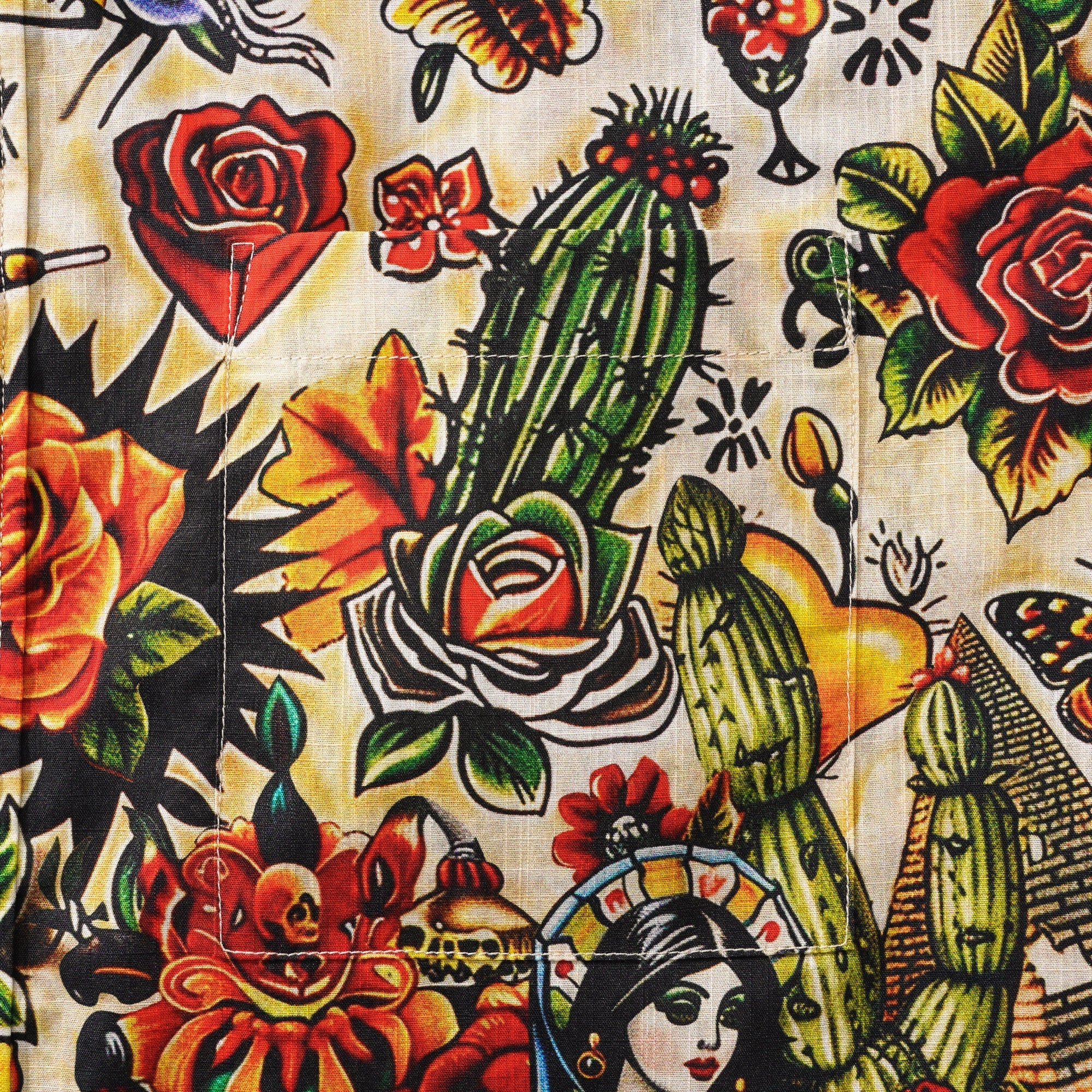 Virgin Mary Hawaiian Shirt For Men Tiki Shirt Short Sleeve Button-down 100% Cotton Desert Skull Shirt