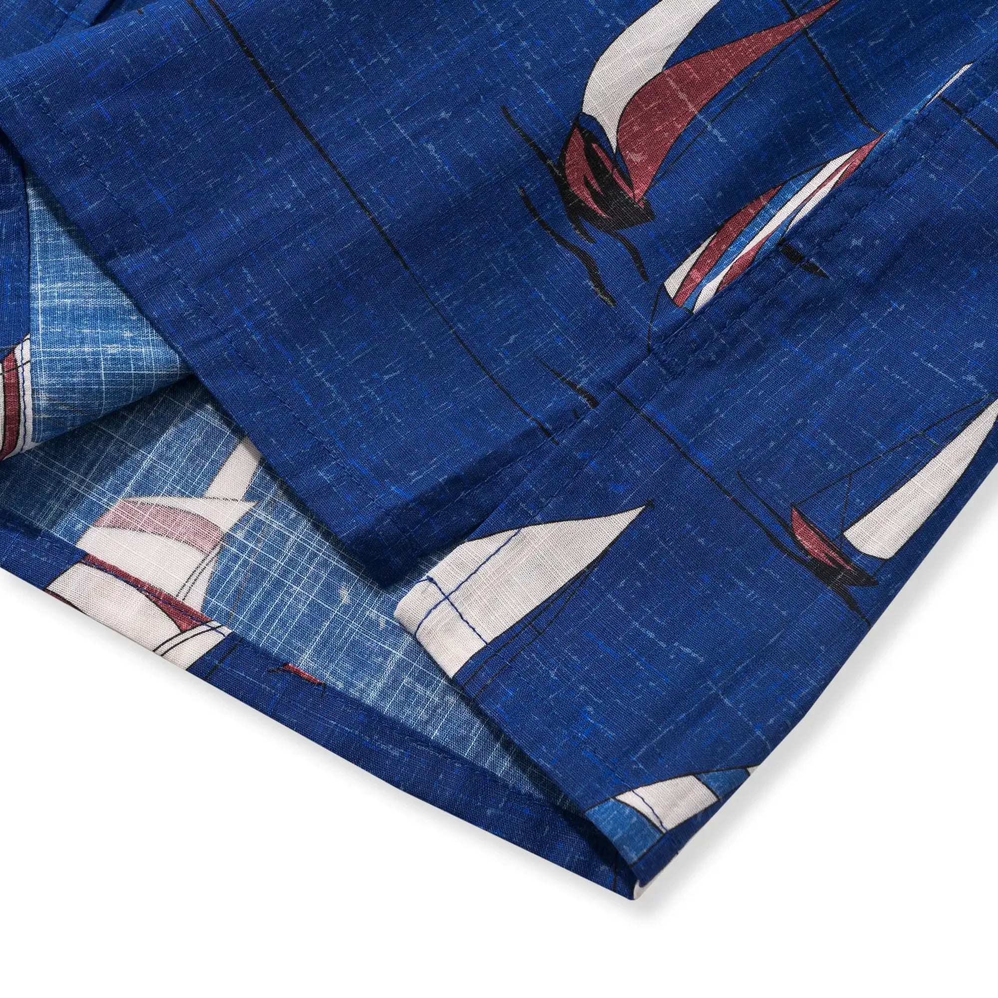 Men's Hawaiian Shirt Short Sleeve Button-down 100% Cotton Blue Aloha Sail into the Horizon
