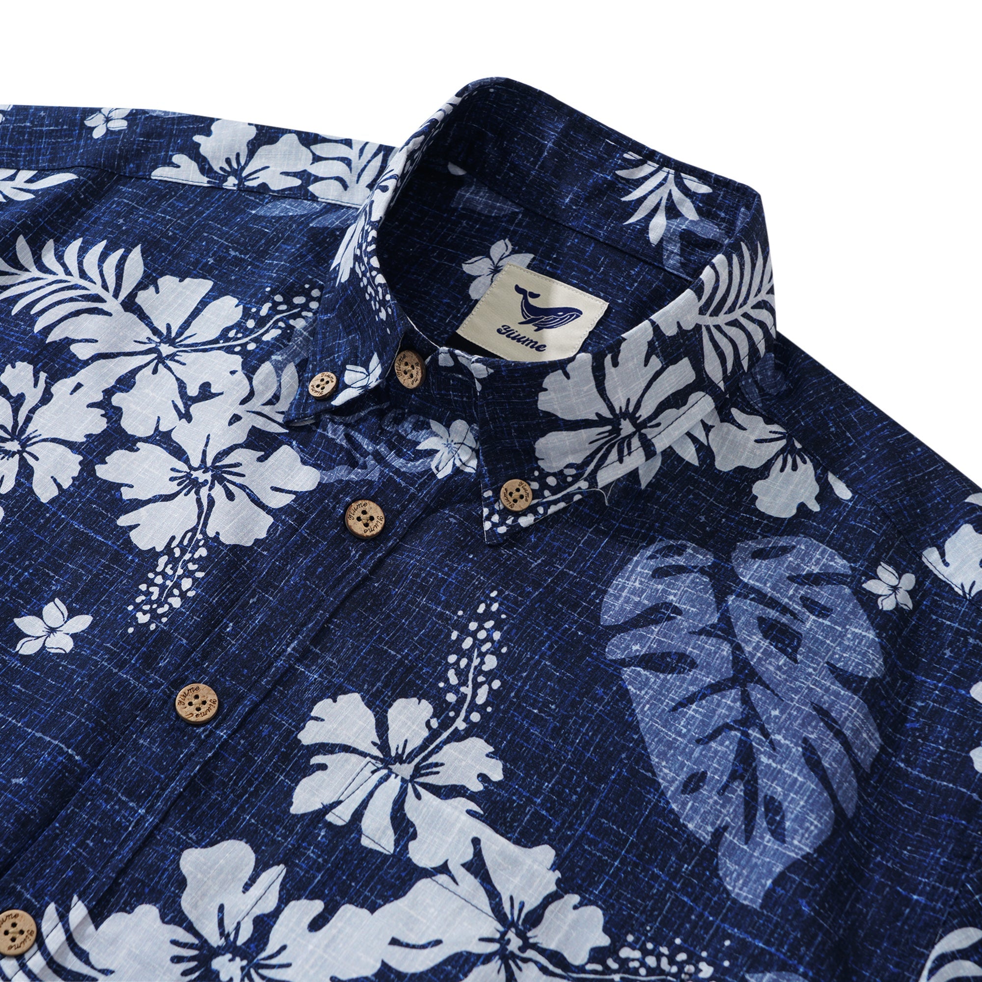 Yiume Tropical Hawaiian Shirt For Men Breathable Shirt Blue Short Sleeve Button-down Shirt