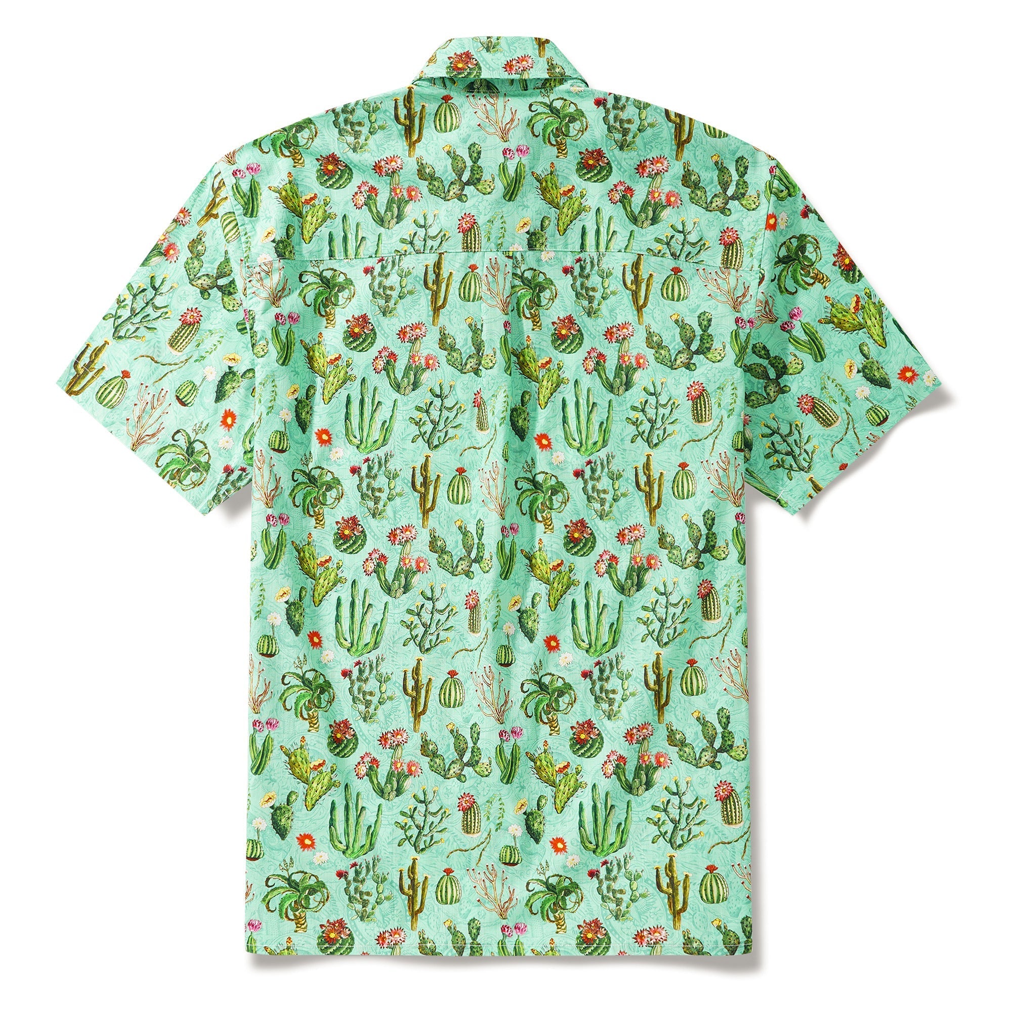 Cactus Shirt For Men Green Hawaiian Shirt Short Sleeve Button-down Western Cowboy Shirt