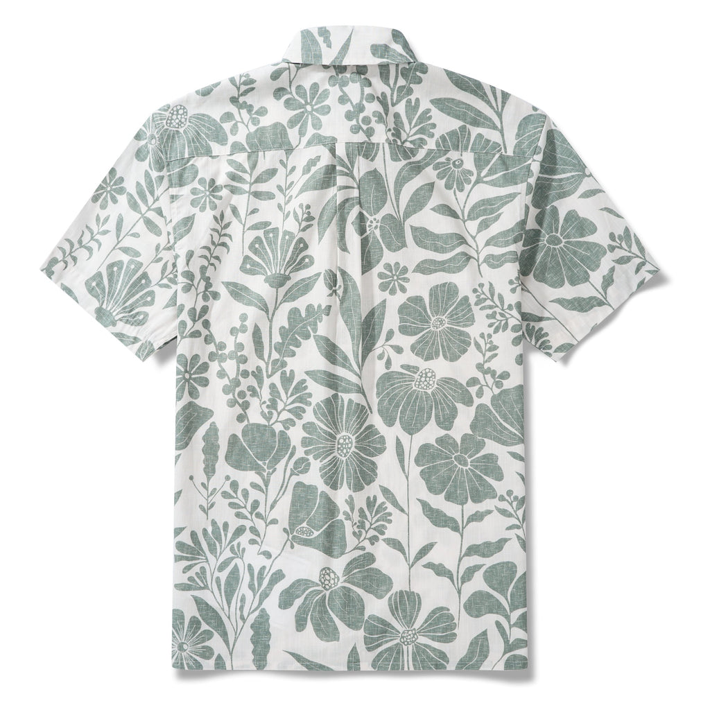 Men’s Breathable Shirt Green Floral Hawaiian Shirt – Wrinkle Free Shirt Button-Down Short Sleeve Shirt