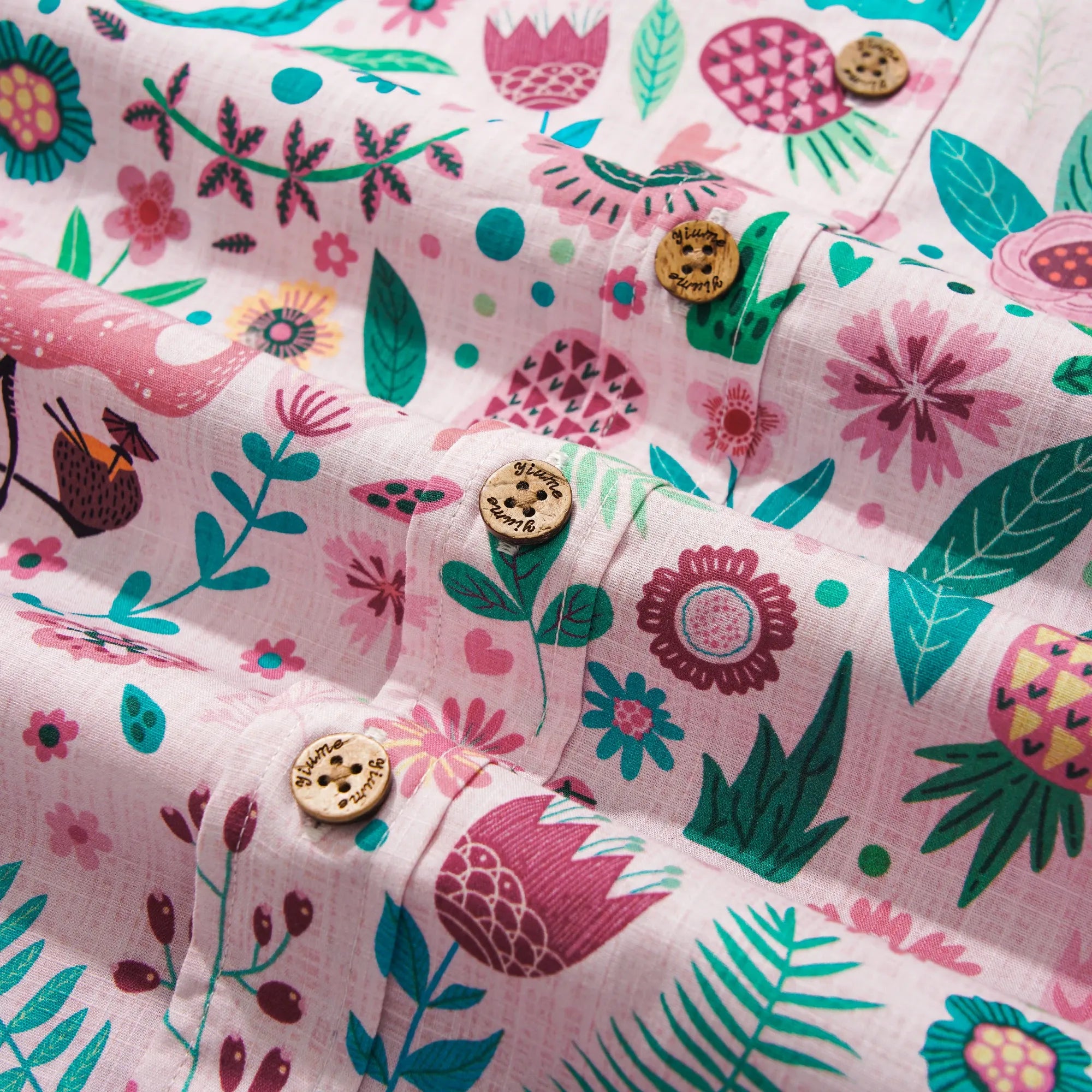 Men's Hawaiian Shirt Short Sleeve Button-down 100% Cotton Aloha Flamingo Petal Escape Flamingo