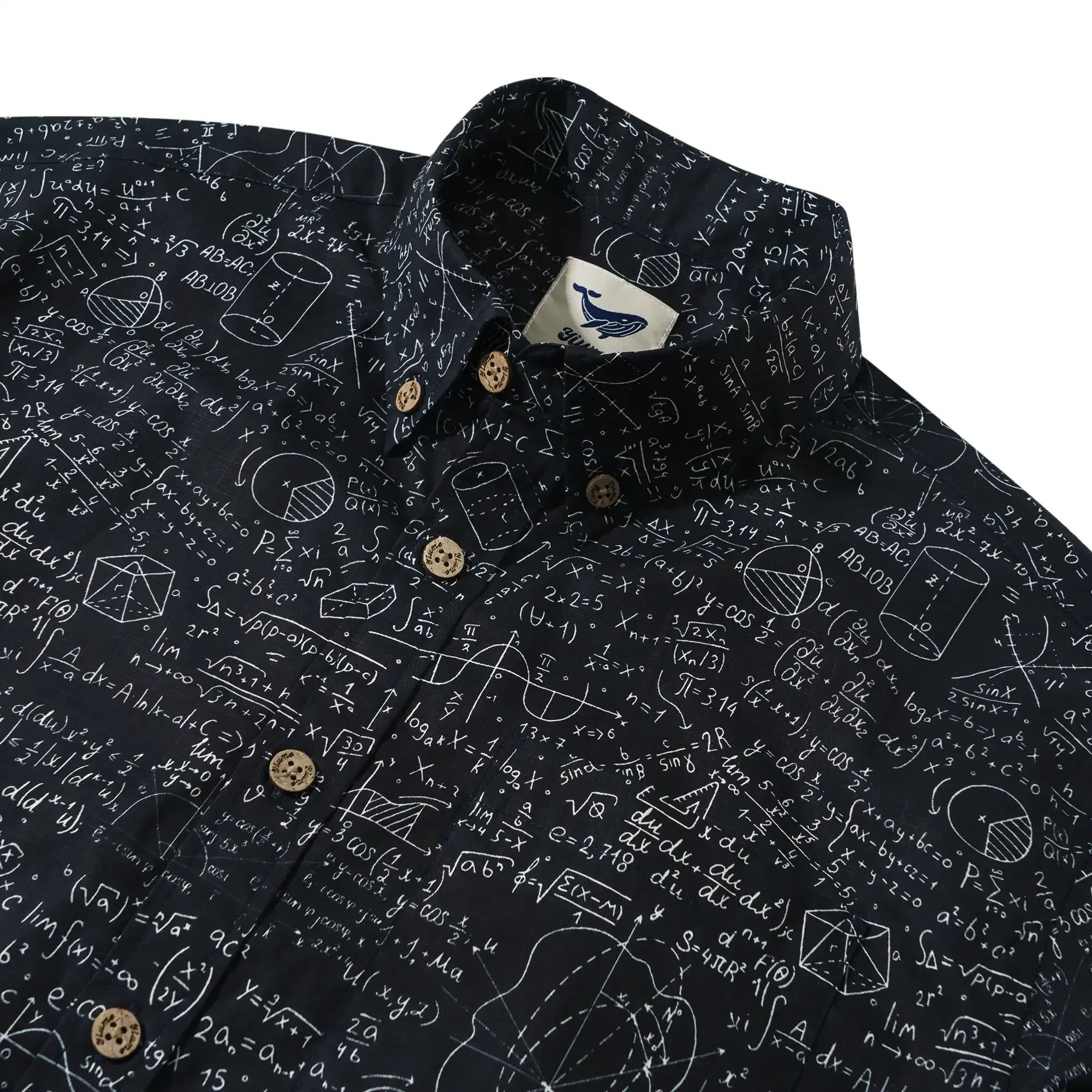 Geek Chic Men's Hawaiian Shirt Short Sleeve Button-down 100% Cotton Black Aloha The Problem Solver Math Formula Physics Equation Science Chalkboard