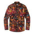 Men's Hawaiian Shirt Long Sleeve Button-down Shirt 100% Cotton Red  Aloha Blazing Tiger