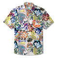 LeosWare® Men's Hawaiian Shirt Short Sleeve Button-up 100% Cotton White Aloha Wild Whimsical Graffiti