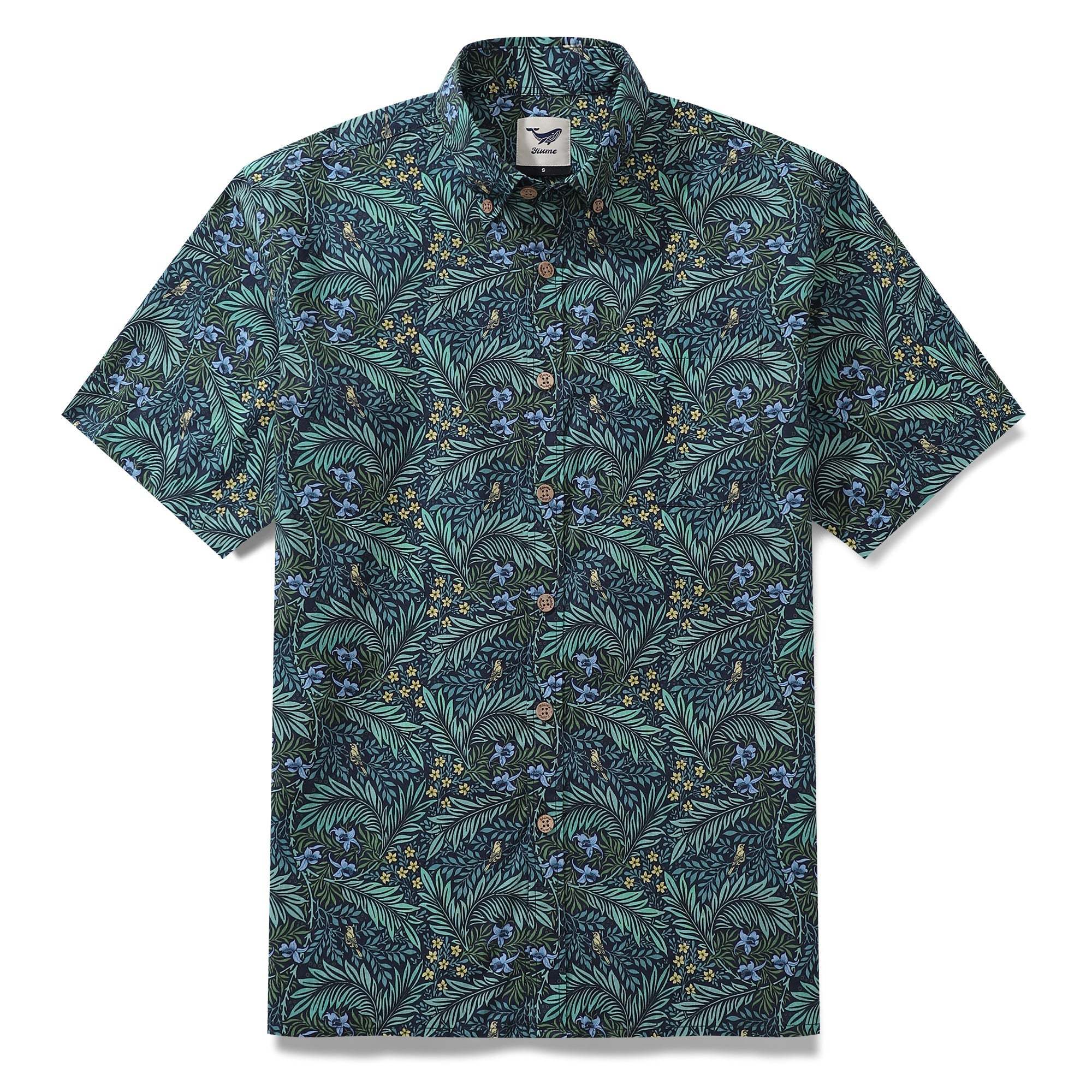 Yiume Green Tropical Hawaiian Shirt For Men Cotton Button-down Short Sleeve Vintage Aloha Shirt