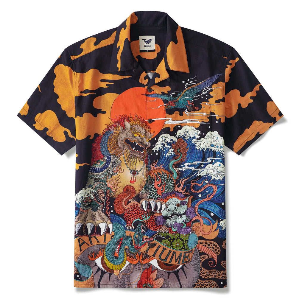 Japanese Ukiyo-e No. 5 By RLoN Hawaiian Shirt for Men Short Sleeve Camp Collar Shirt