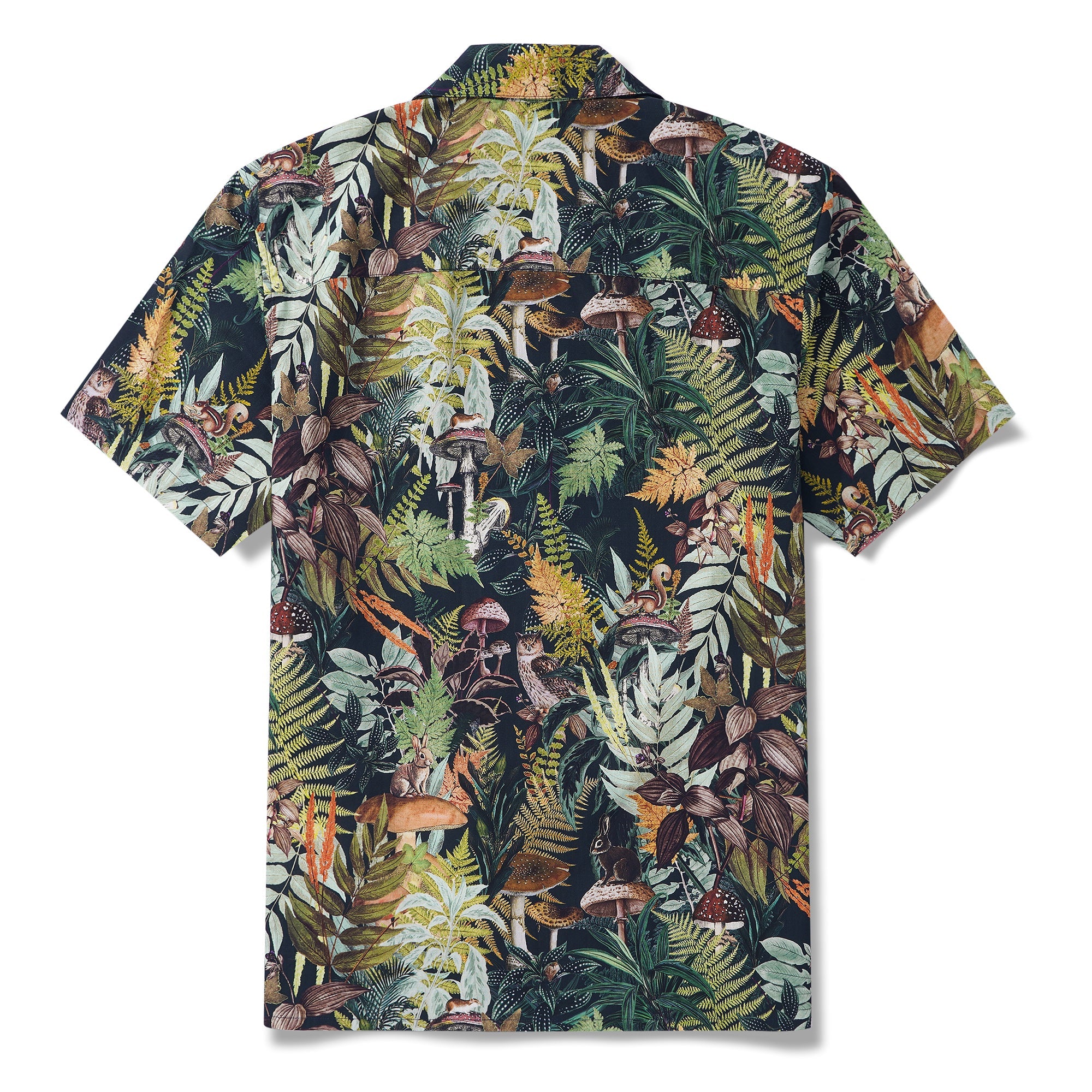 Men's Hawaiian Shirt Short Sleeve Camp Collar 100% Cotton Green Aloha Emerald Grove