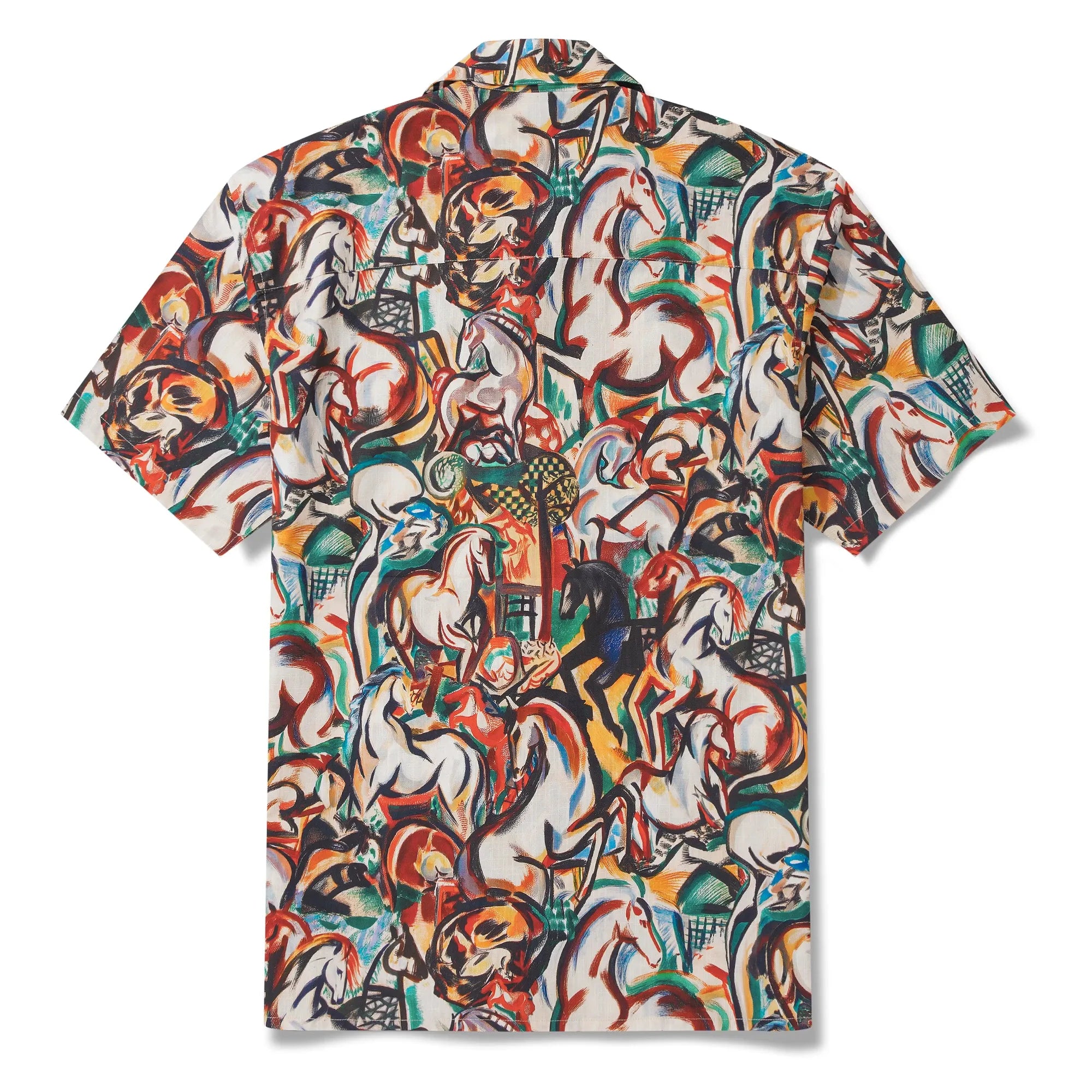 Men's Hawaiian Shirt Short Sleeve Camp Collar 100% Cotton Brown Aloha Stampede Artwear Year of the Horse 2026