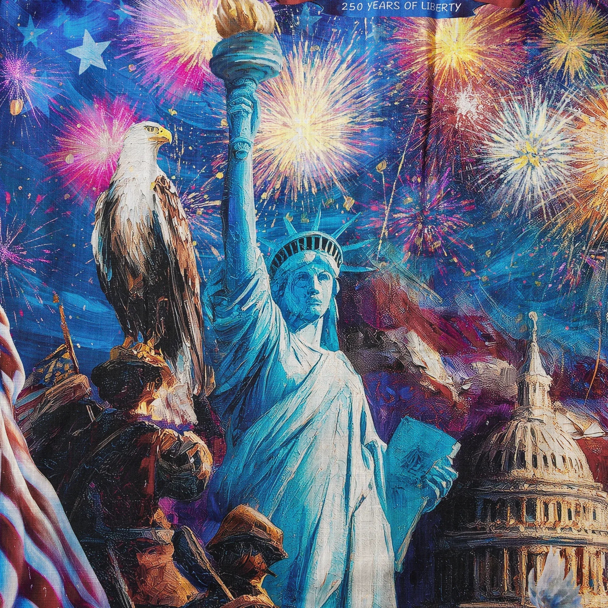 America 250 Men's Hawaiian Shirt Short Sleeve Button-down 100% Cotton Blue Aloha Starry Night Fireworks 250 Celebration