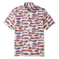 Men's Hawaiian Shirt Short Sleeve Button-down 100% Cotton Beige Aloha Koi in the Wind