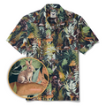 Men's Hawaiian Shirt Short Sleeve Camp Collar 100% Cotton Green Aloha Emerald Grove