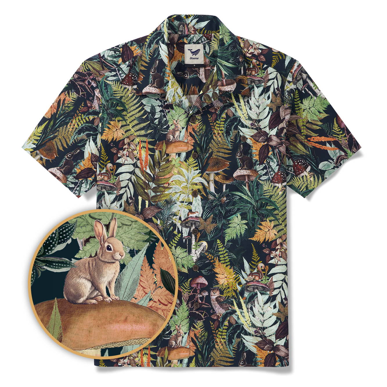 Men's Hawaiian Shirt Short Sleeve Camp Collar 100% Cotton Green Aloha Emerald Grove