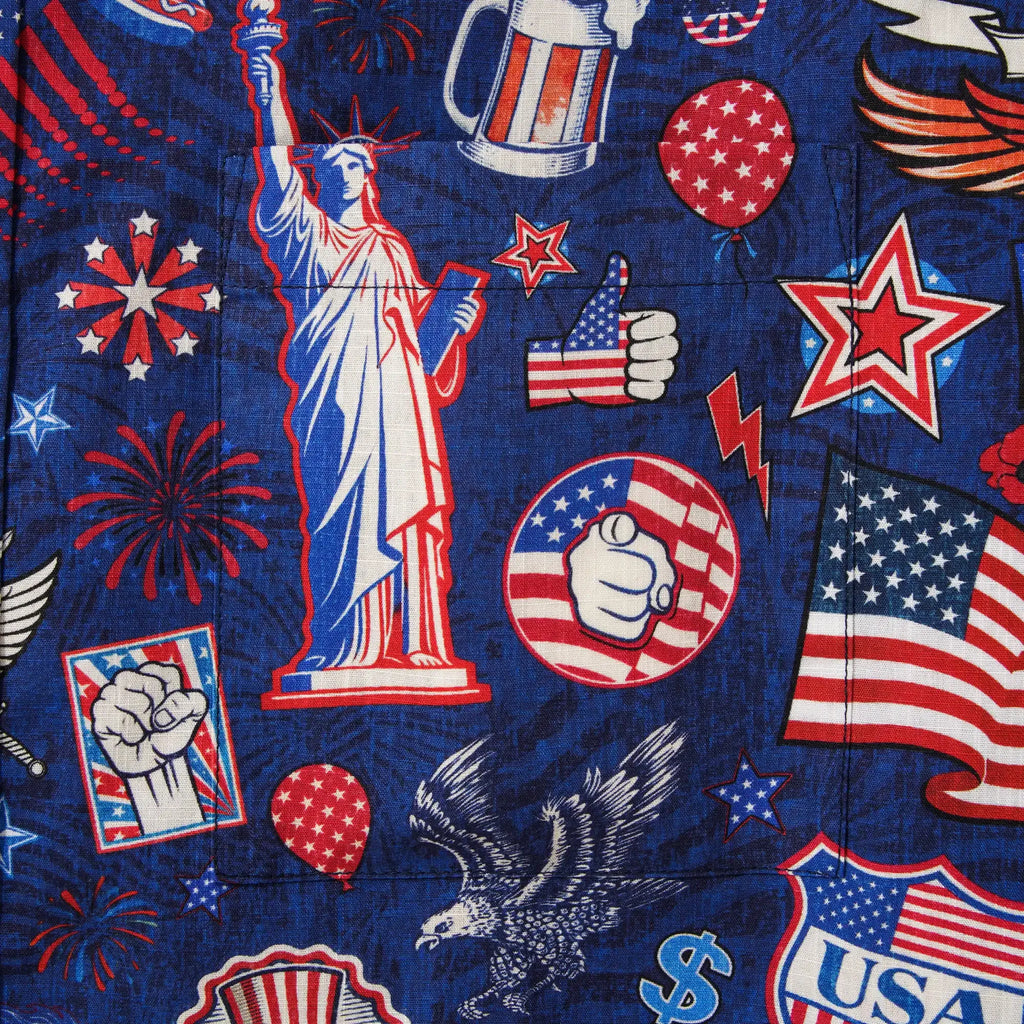 Men's Hawaiian Shirt Short Sleeve Button-down 100% Cotton Blue Aloha Liberty’s Patriot Canvas