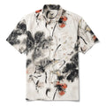 Men's Hawaiian Shirt Short Sleeve Button-down 100% Cotton Gray Aloha Eastern Lotus Elegance Chinese Style Ink Wash Art