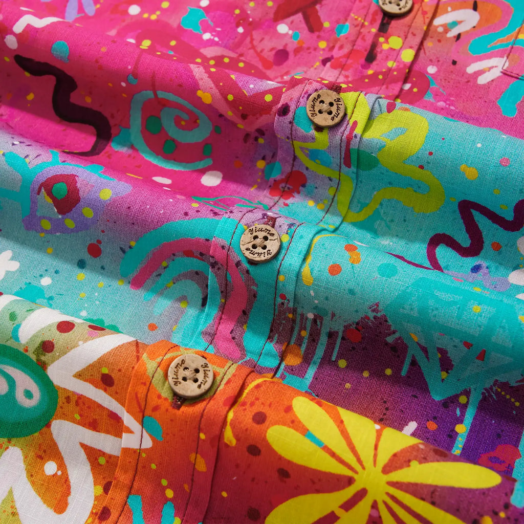 Men's Hawaiian Shirt Short Sleeve Button-down 100% Cotton Colorful Aloha Pop Art Reverie