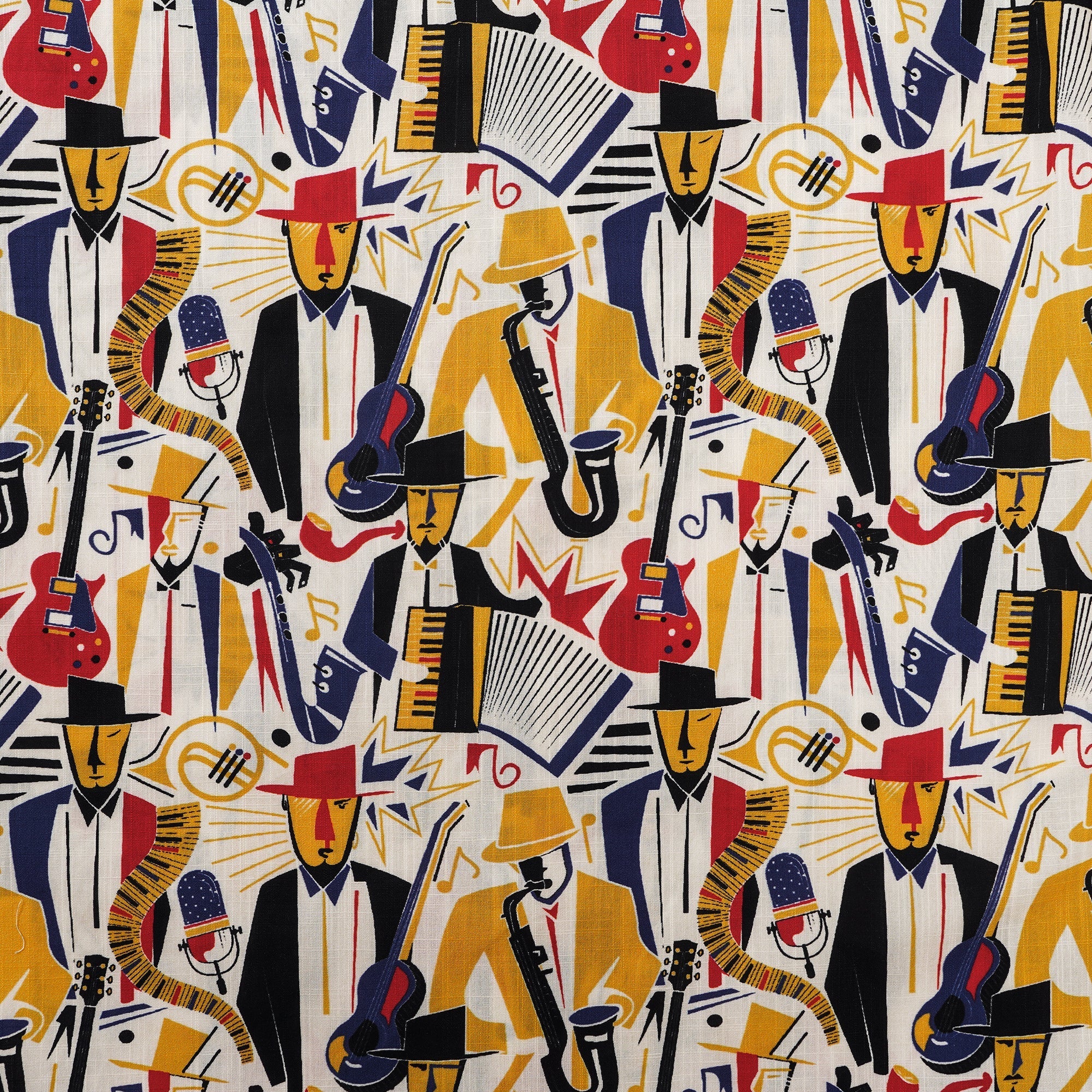 Men's Hawaiian Shirt Short Sleeve Camp Collar 100% Cotton Yellow Aloha Joyful Jazz By Pallavi Chaudhary
