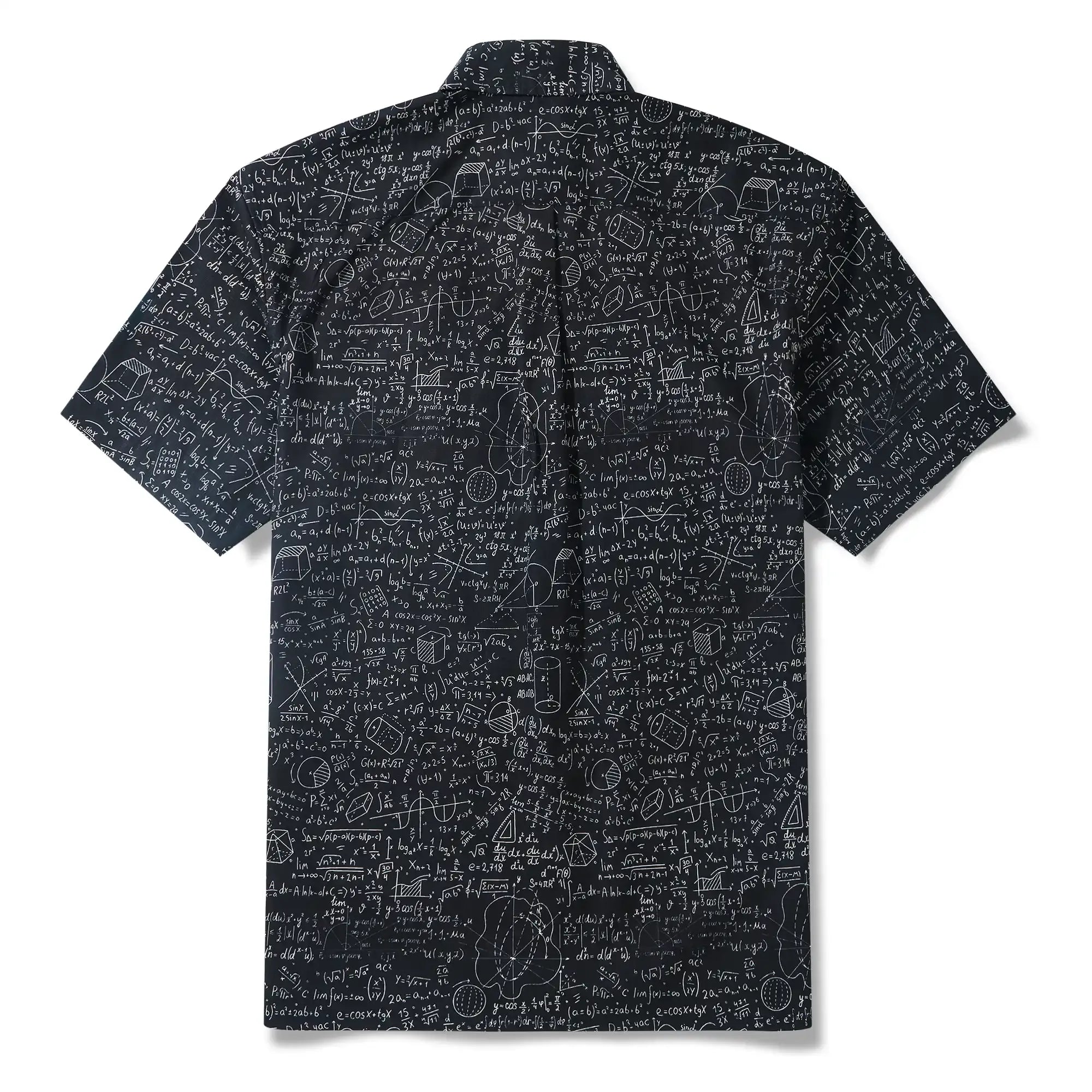Geek Chic Men's Hawaiian Shirt Short Sleeve Button-down 100% Cotton Black Aloha The Problem Solver Math Formula Physics Equation Science Chalkboard