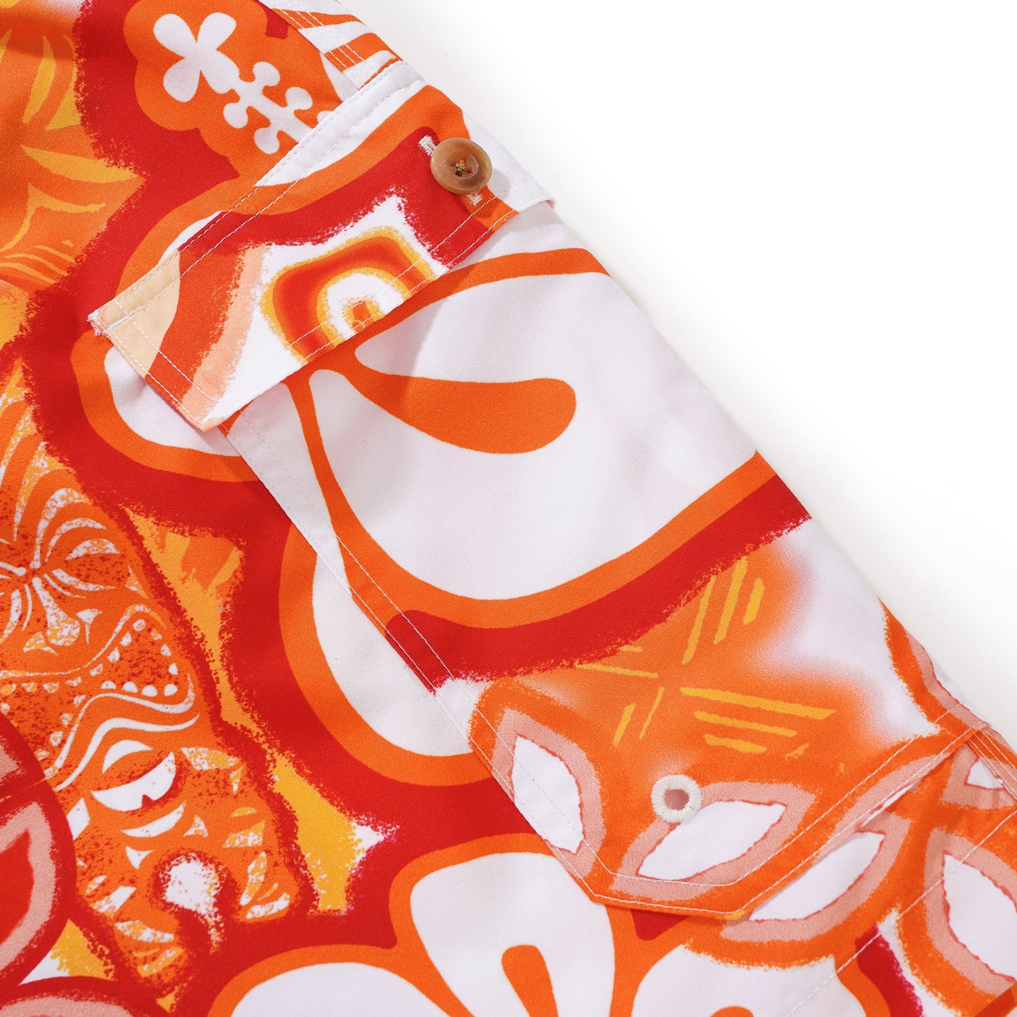 Men's Tiki 6-Inch Shorts 100% Polyester Aloha By TIKIROB Casual Printed Shorts