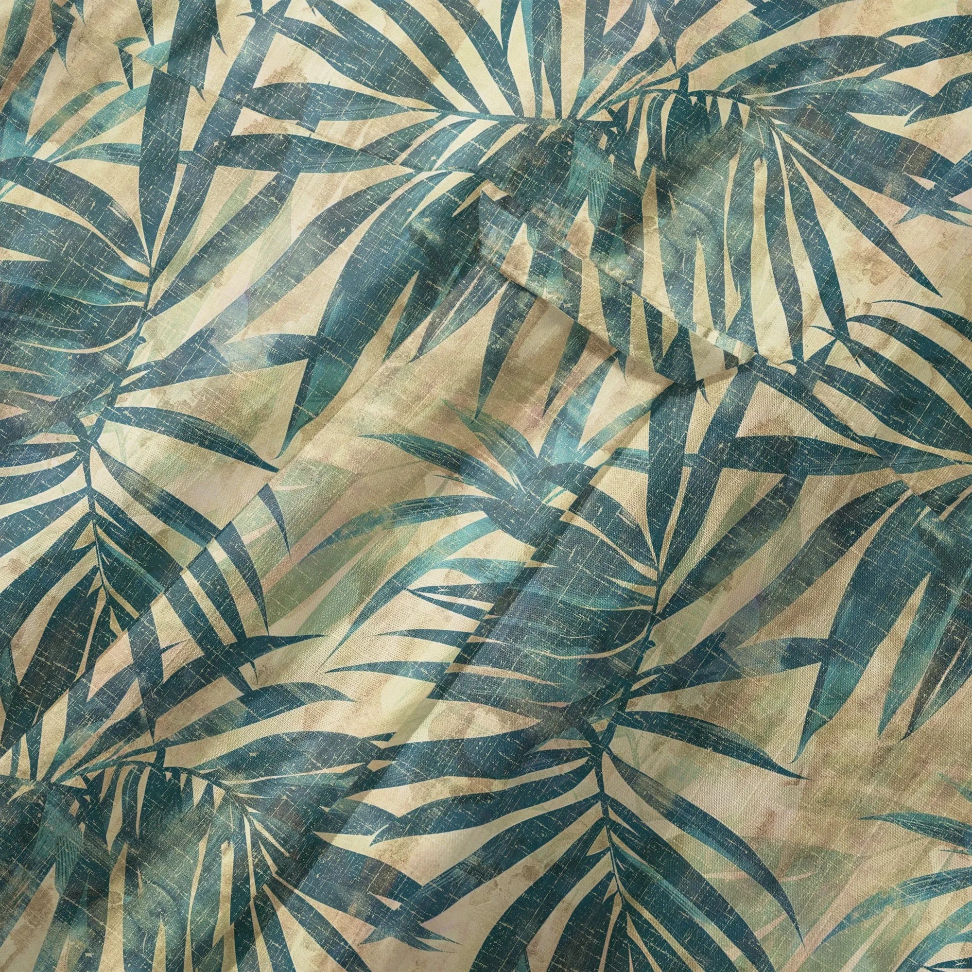 LeosWare® Men's Hawaiian Shirt Short Sleeve Button-up 100% Cotton Green Aloha Vintage Palm