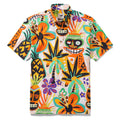 Hawaiian Shirt For Men Tropical Tiki Button-down Shirt Short Sleeve 100% Cotton Shirt Tropical Tiki Charm