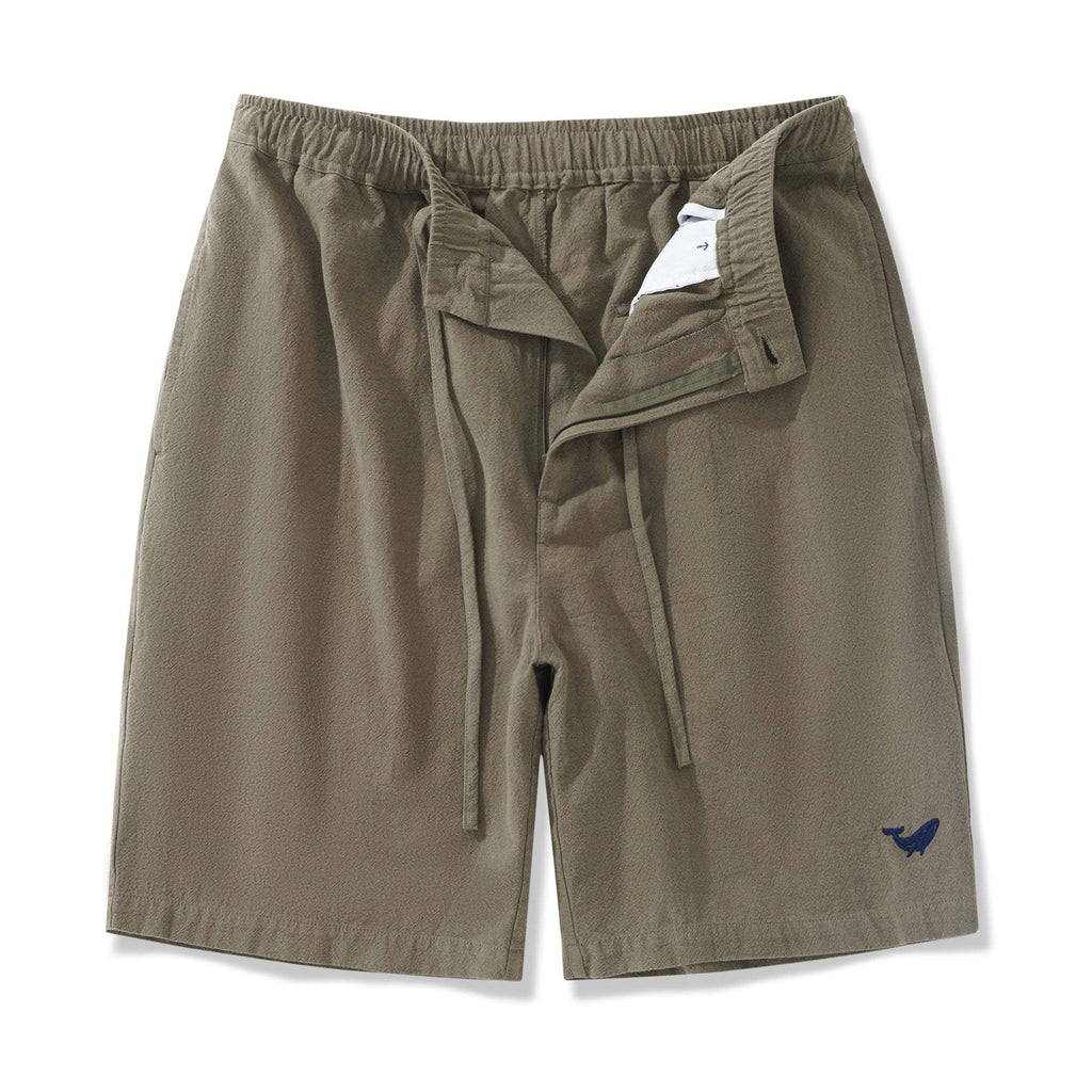 Mens Linen Shorts Mid-Rise Straight Bermuda 8-10 Inch 5-Pocket Shorts