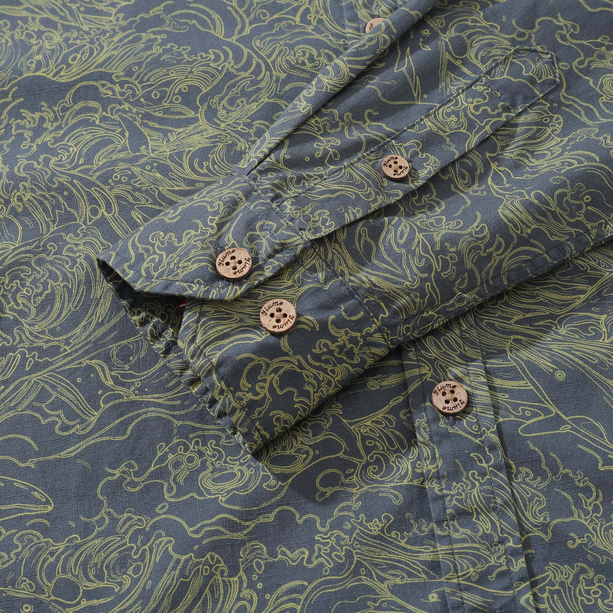 Men's Hawaiian Shirt Dance of the Sea Cotton Button-down Long Sleeve Aloha Shirt