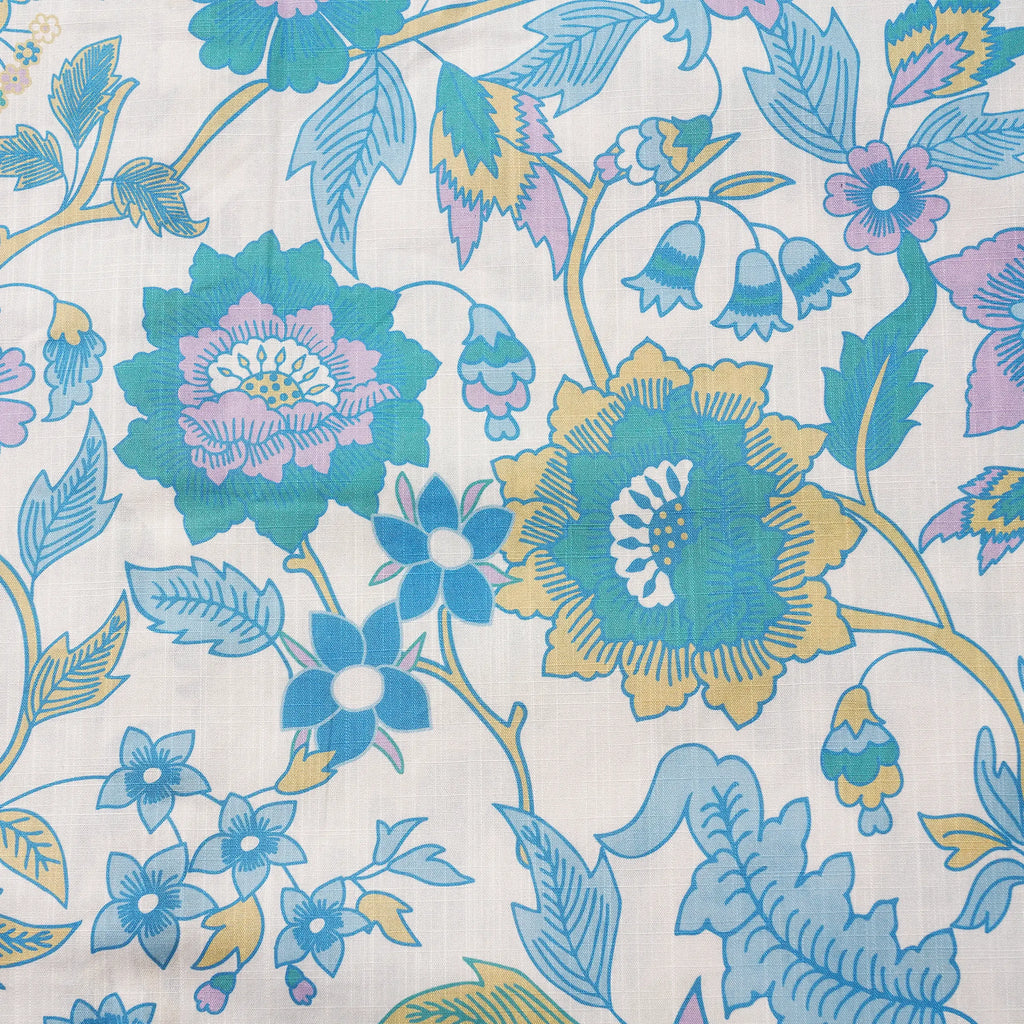 Men's Hawaiian Shirt Short Sleeve Button-down 100% Cotton Blue Aloha Farmhouse Italian Florals By Aqua Bubble