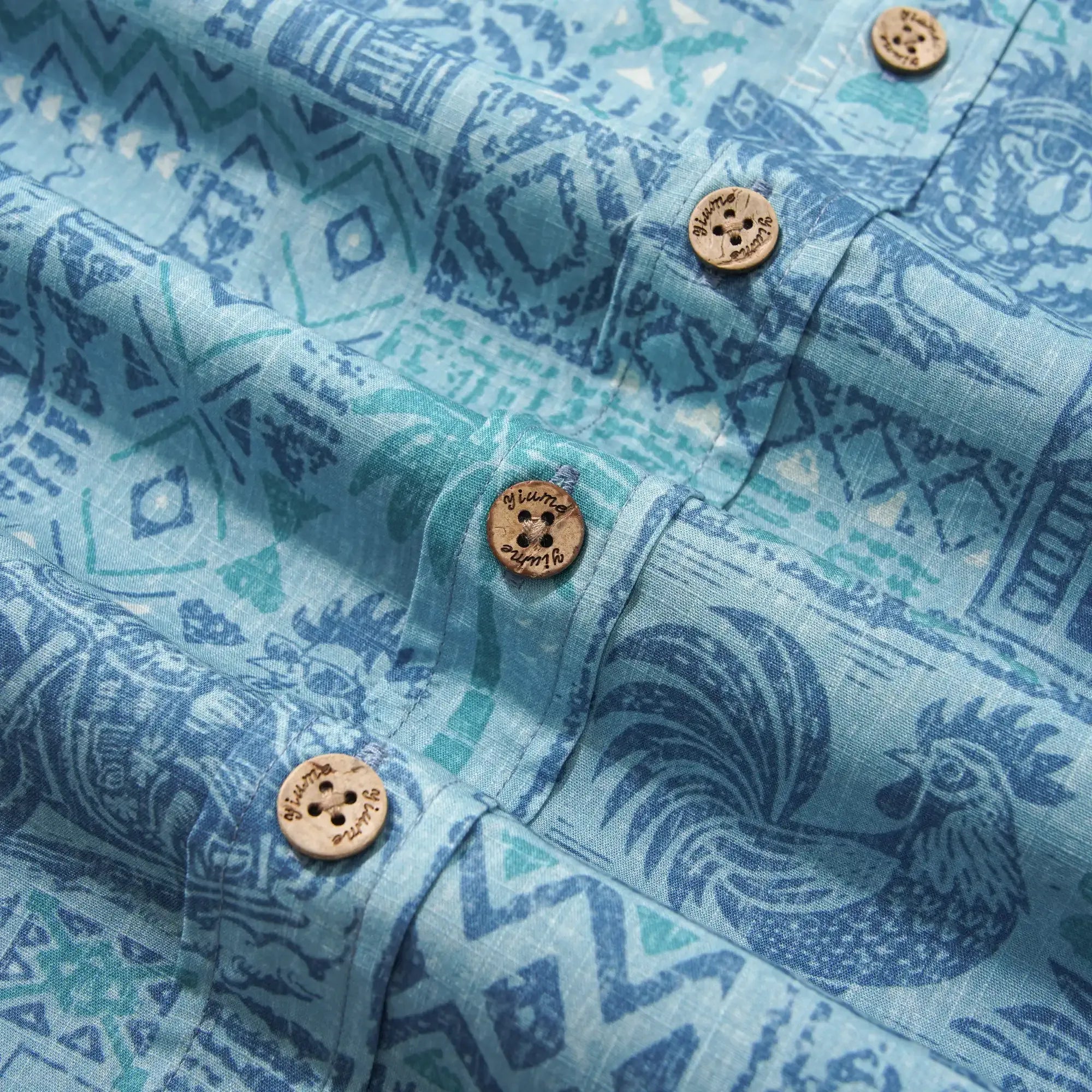 Men's Hawaiian Shirt Short Sleeve Button-down 100% Cotton Blue Rooster Aloha The Bone Voyage