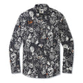 Halloween Gift Men's Hawaiian Shirt Long Sleeve Button-down 100% Cotton Black Aloha Halloween Bash