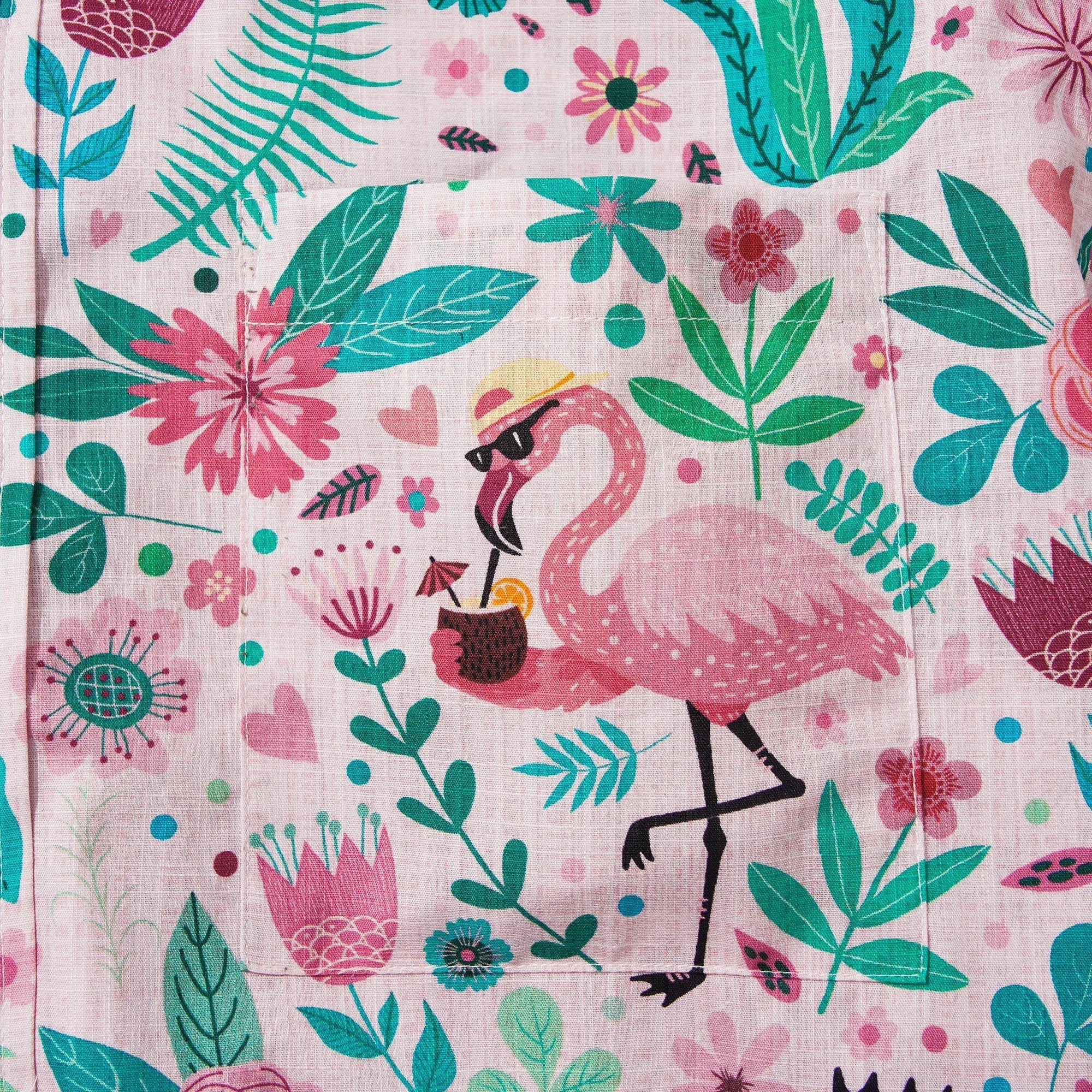 Men's Hawaiian Shirt Short Sleeve Button-down 100% Cotton Aloha Flamingo Petal Escape Flamingo