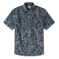LeosWare® Men's Hawaiian Shirt Short Sleeve Button-up 100% Cotton Blue Aloha Enchanted Fern Grove Journal