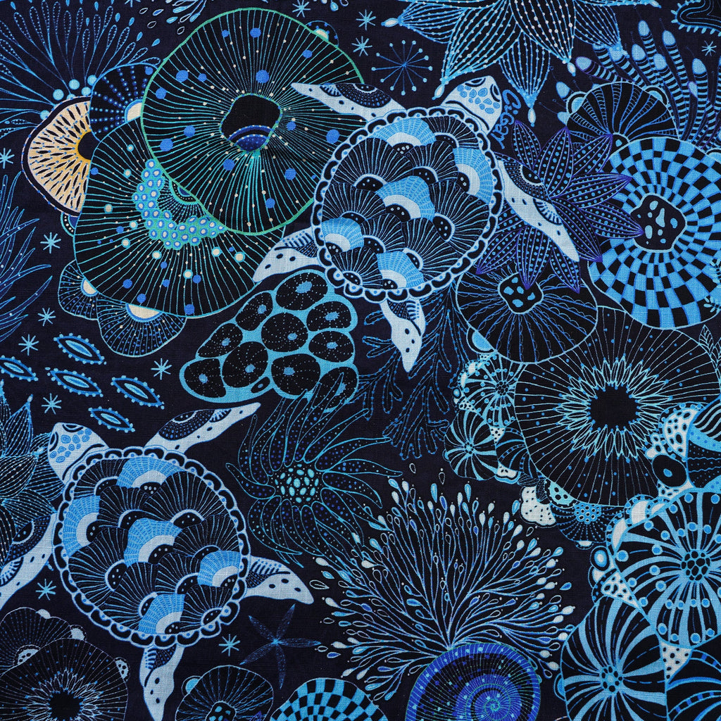 Yiume Sea Turtle Hawaiian Shirt For Men 100% Cotton Blue Shirt Short Sleeve Button-down Shirt