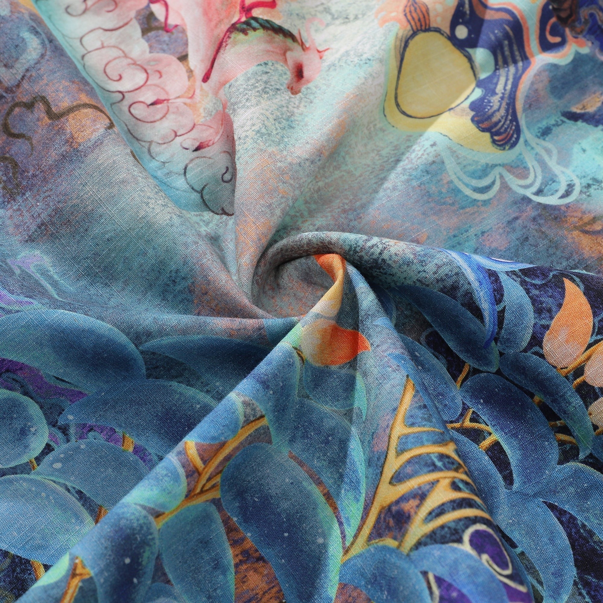 Cotton Hawaiian Shirt For Men Dreamland Art Button-down Short Sleeve Shirt