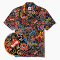 Men's Hawaiian Shirt Short Sleeve Camp Collar 100% Cotton Yellow Aloha Psychedelic Starry Hippie