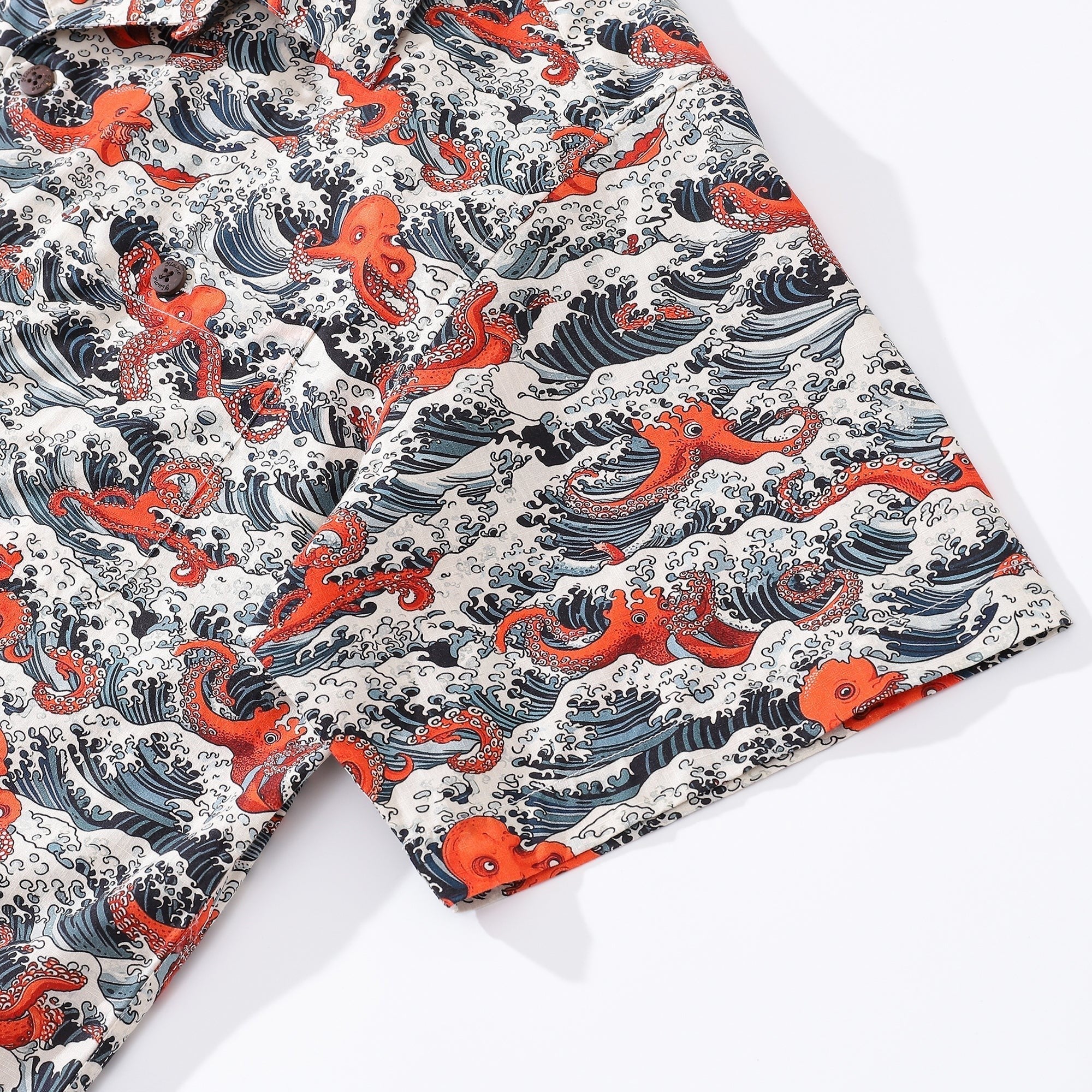 Hawaiian Shirt For Men Octopus Revelry Shirt Camp Collar 100% Cotton Shirt