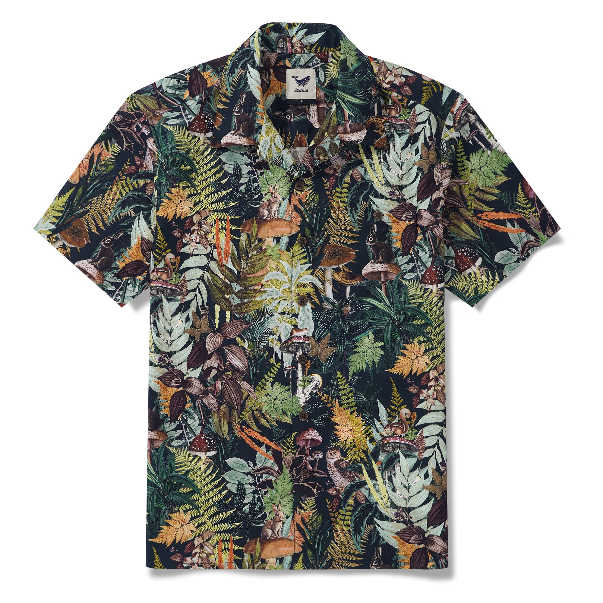 Men's Hawaiian Shirt Short Sleeve Camp Collar 100% Cotton Green Aloha Emerald Grove