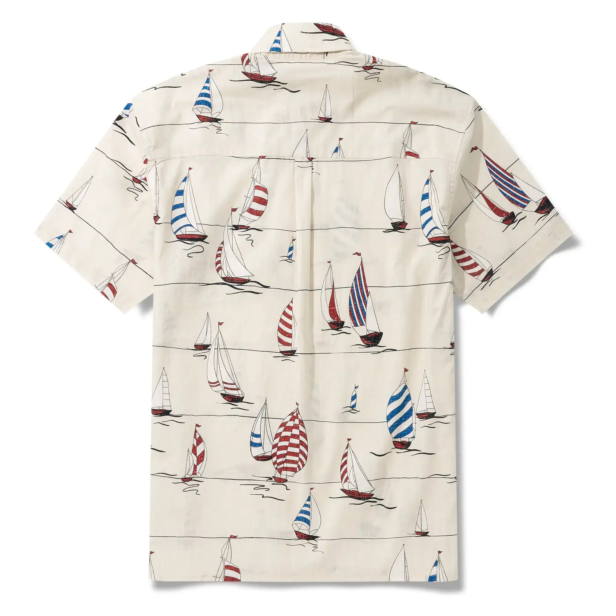 Men's Hawaiian Shirt Short Sleeve Button-down 100% Cotton Blue Aloha Sail into the Horizon
