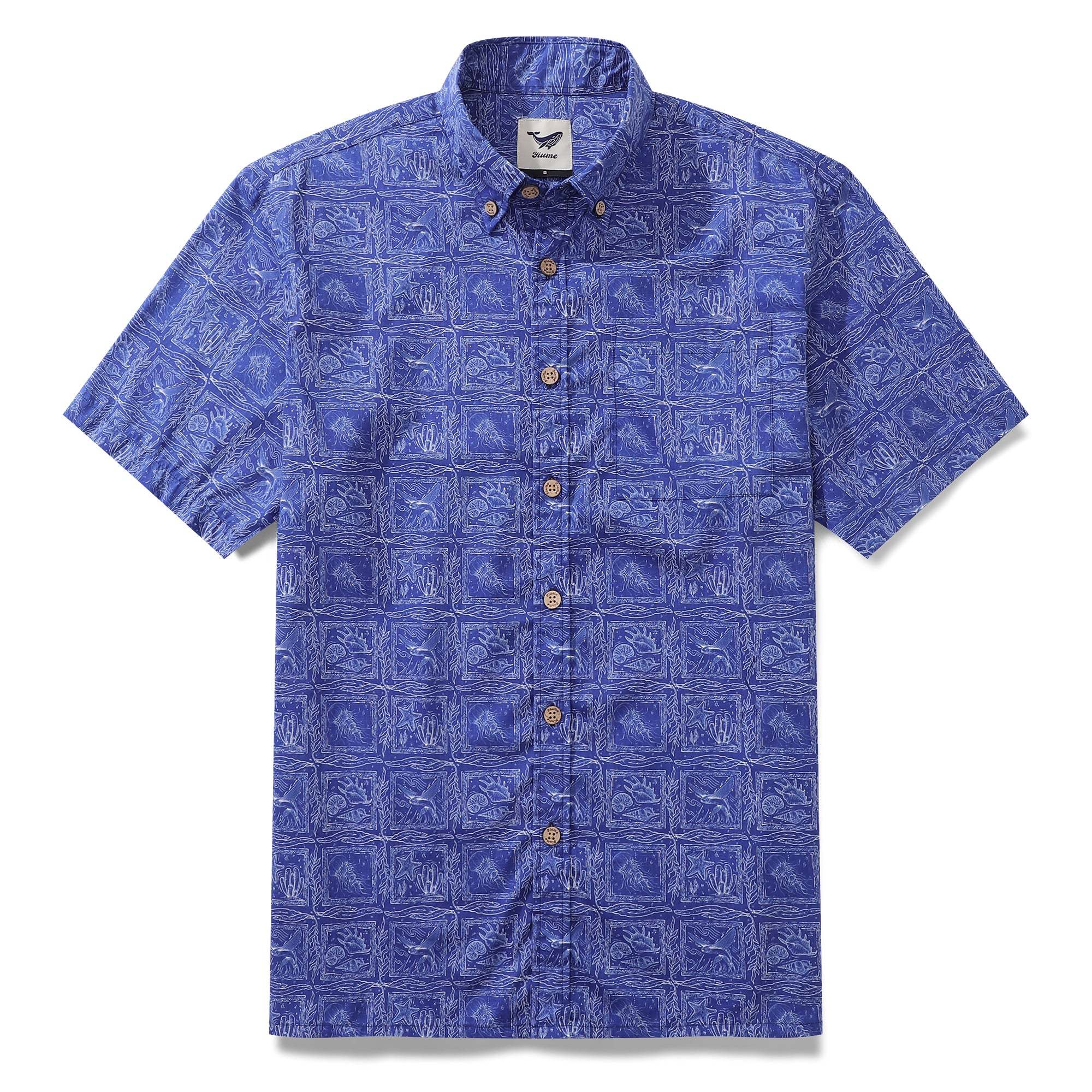 Yiume Casual Hawaiian Shirt Blue Stylish Shirt For Men Short Sleeve Button-down Shirt Affordable Shirt