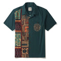 Men's Hawaiian Bowling Shirt Short Sleeve Camp Collar 100% Cotton Black Aloha The Charm Of Vintage Folk Patterns