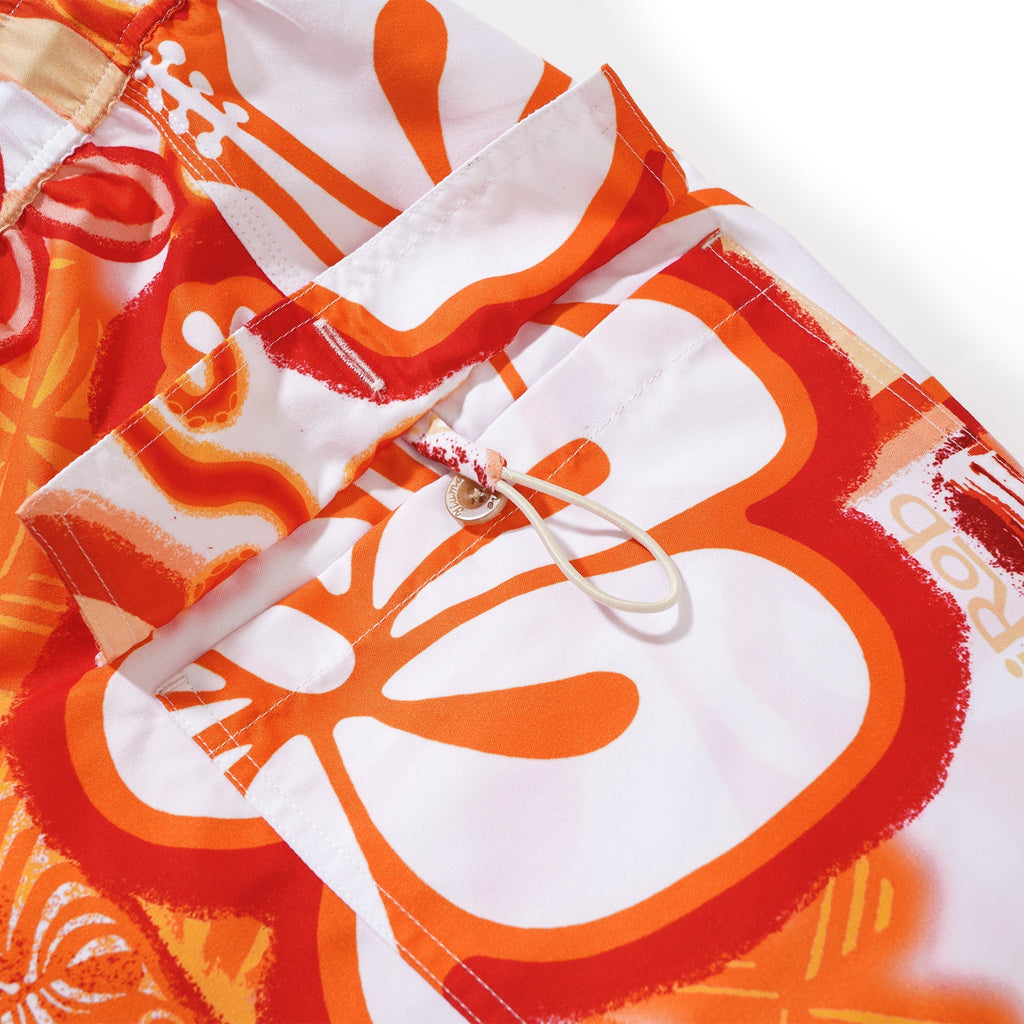 Men's Tiki 6-Inch Shorts 100% Polyester Aloha By TIKIROB Casual Printed Shorts