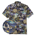 Men's Hawaiian Shirt Short Sleeve Button-down 100% Cotton Blue Aloha The Yellow Iris River By Abigail Bryan